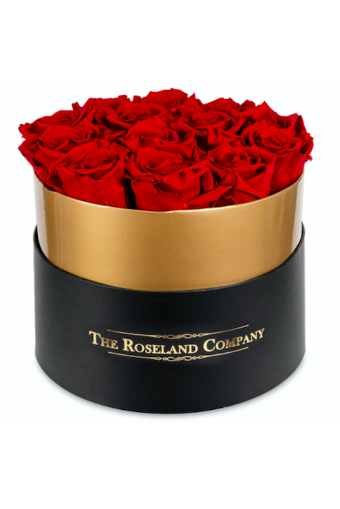 Kleine Zylinderbox mit Infinity Rosen