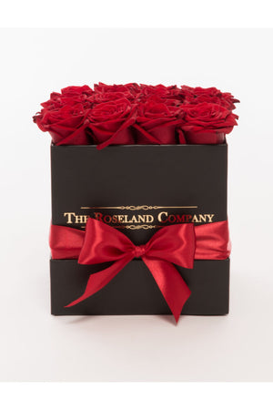 Quadratische Box mit Schnittrosen