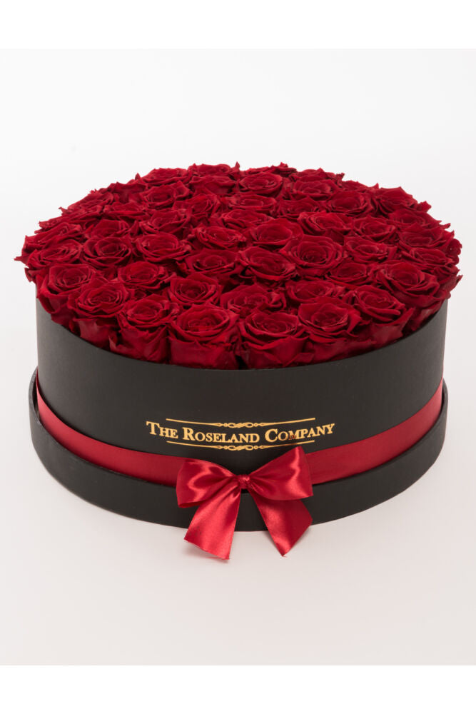 Große Zylinderbox mit Infinity Rosen